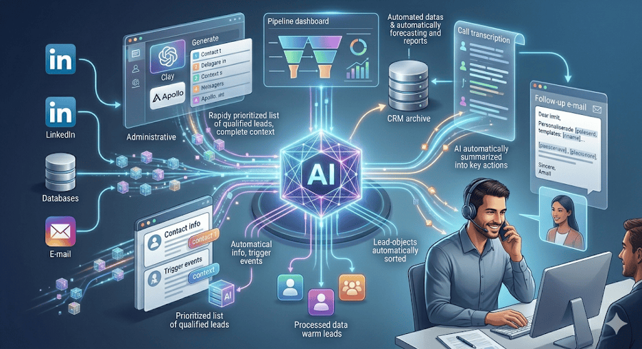 AI för säljorganisationer 2026: automatisera prospektering, CRM och uppföljning utan att tappa relationen