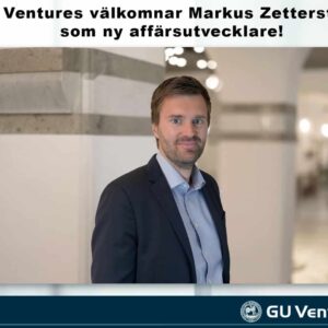 GU Ventures anställer Markus Zetterström som ny affärsutvecklare